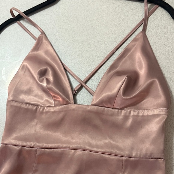 Chic Backless Satin Dress in Rose by [Brand] - Picture 4 of 4